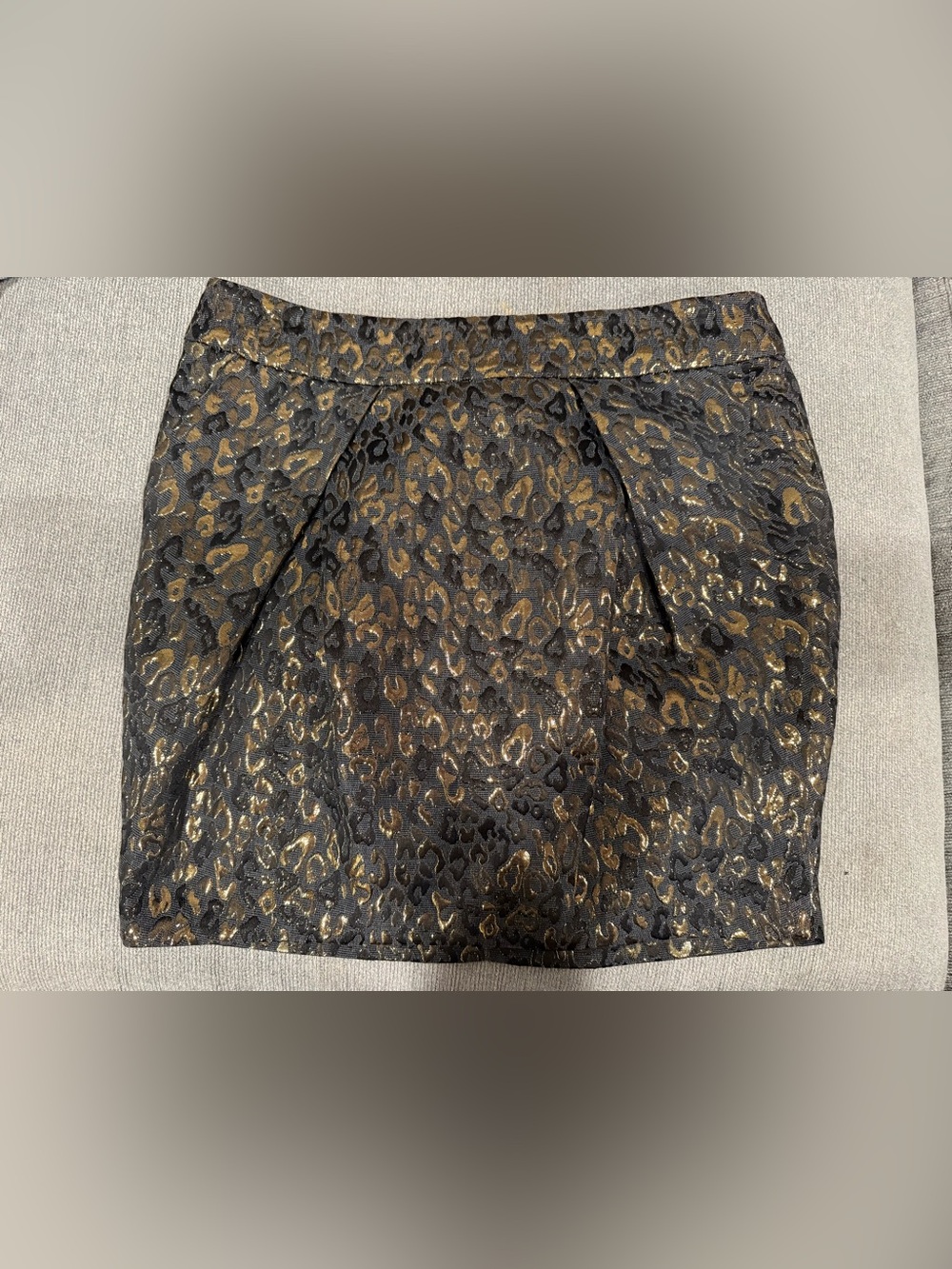 Michael Kors Black and Gold Leopard Jacquard Pencil Skirt